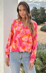 Marant-Blouse-Print-Fuchsia-Oranje-6