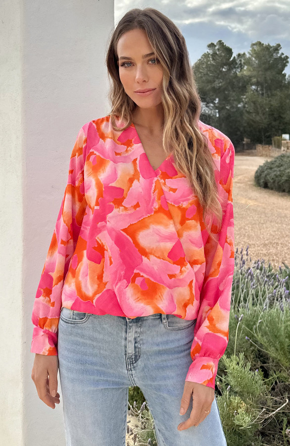 Marant-Blouse-Print-Fuchsia-Oranje-6