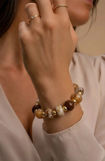 Marmorarmband, Braun-Gold-Mix