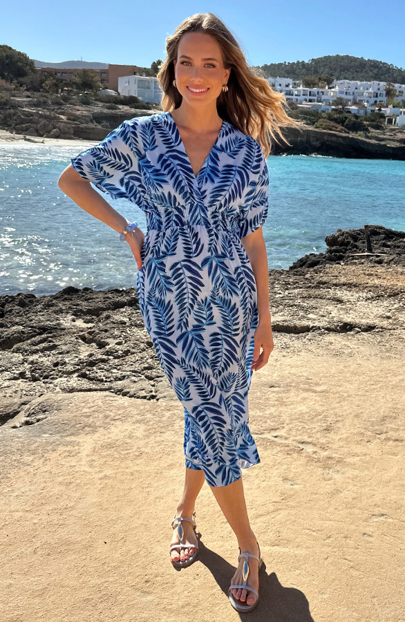 Maxi-Dress-Colorful-Leaf-Print-Blauw-8