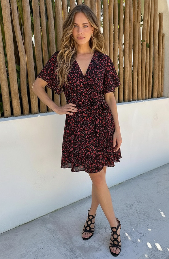 Most-Needed-Dress-Print-Zwart-Koraal-5