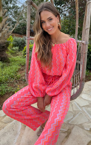 Mousseline-Off-Shoulder-Top-Neon-Fuchsia-4