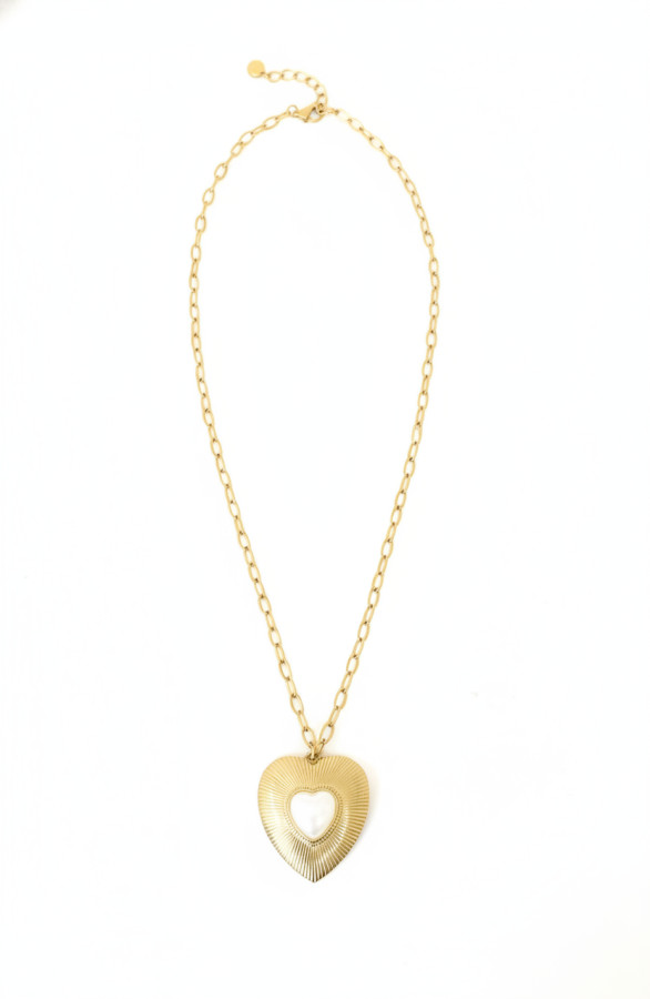 Necklace-Heart-Marble-Long-Gold