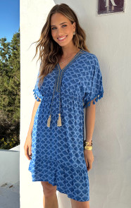 Oversized-Jurk-Gouden-Detail-Print-Kobalt-5