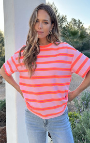 Oversized-Katoenen-Strepen-Top-Tricolore-Roze-Oranje-3