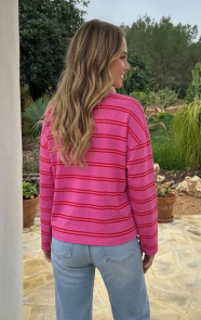 Oversized-Strepen-Top-Katoen-Fuchsia-Rood-3
