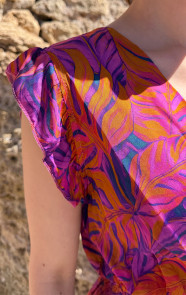 Satin-Midi-Jurk-Purple-Leaves-10