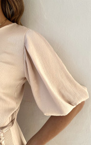 Satin-Pofmouwen-Jurk-Beige-3