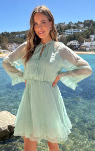 Silk-Jurk-Lange-Mouw-Mint-2