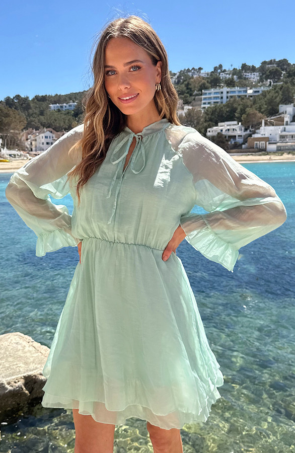 Silk-Jurk-Lange-Mouw-Mint-2