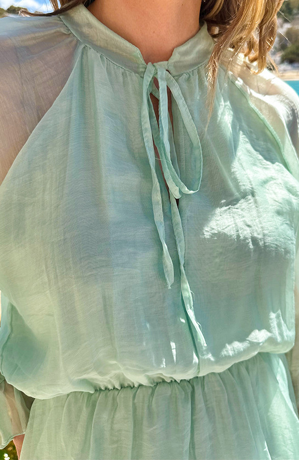 Silk-Jurk-Lange-Mouw-Mint-5