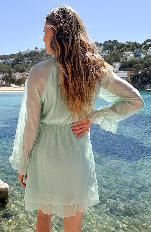 Silk-Jurk-Lange-Mouw-Mint-6