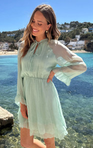 Silk-Jurk-Lange-Mouw-Mint-8