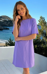 Slim-Fit-T-shirt-Jurk-Lila-1