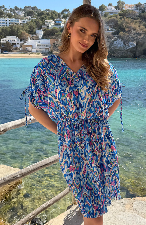 Smocked-Sleeve-Tuniek-Paisley-Blauw-66-3
