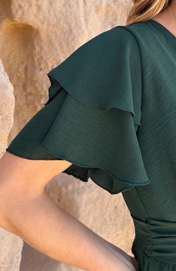Smocked-Waistband-Dress-Short-Sleeve-Smaragd-2