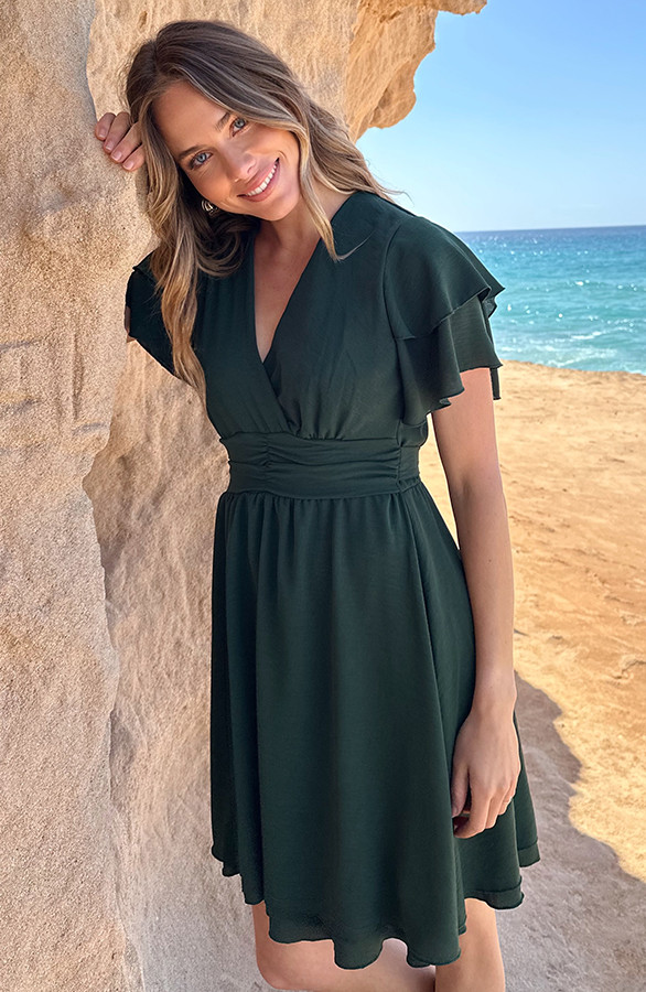 Smocked-Waistband-Dress-Short-Sleeve-Smaragd-5