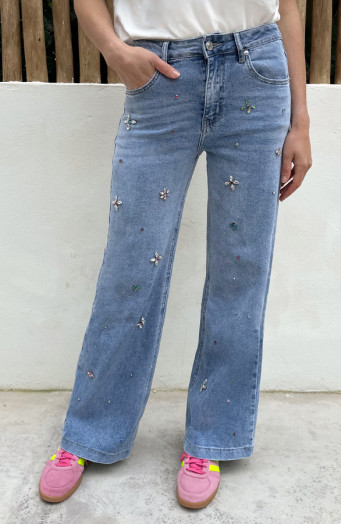 Statement-Jeans mit Strassblume
