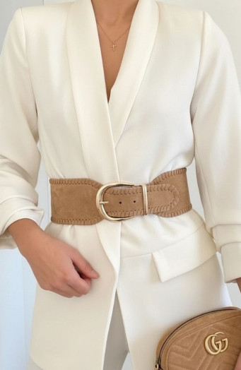 Wildleder Tailleriem Stretch Taupe