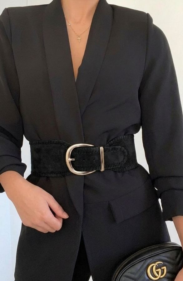 Suede-Tailleriem-Stretch-Zwart