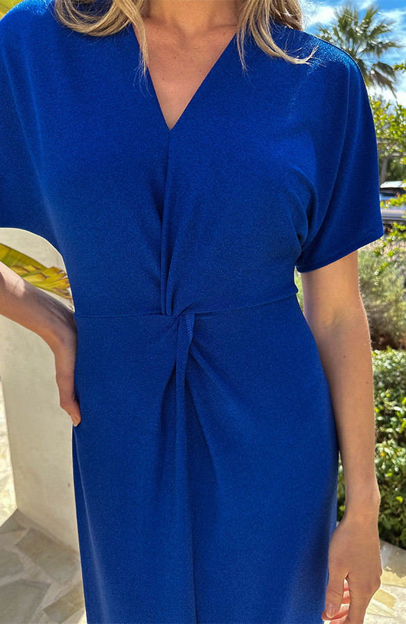 V-Hals-Twist-Jurk-Lurex-Kobalt-1