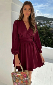 V-hals-Jurk-Strik-Detail-Burgundy-2