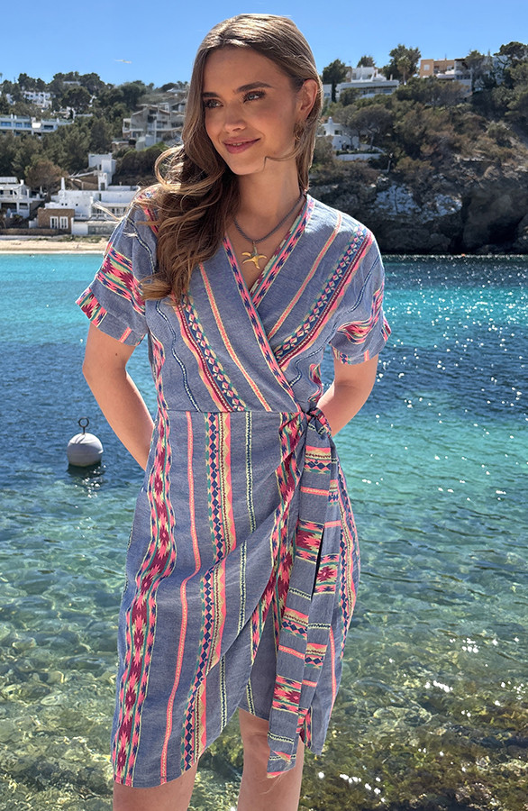 Wrap-Dress-Print-Jeansblauw-3