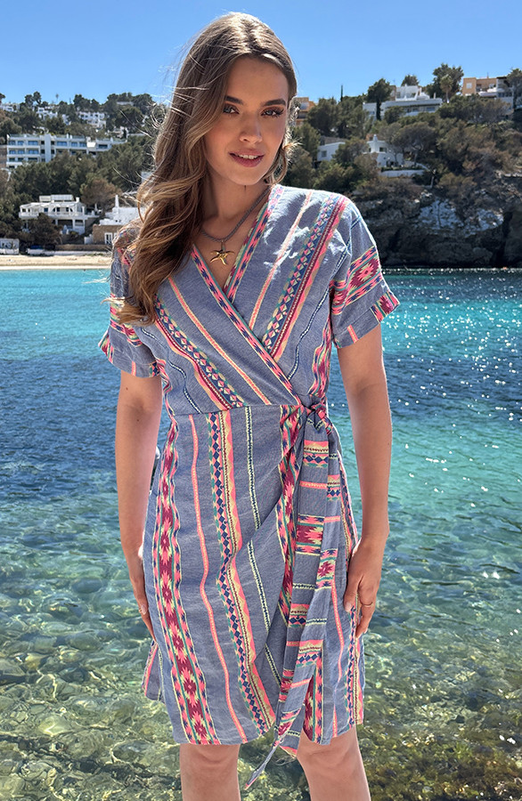 Wrap-Dress-Print-Jeansblauw-6