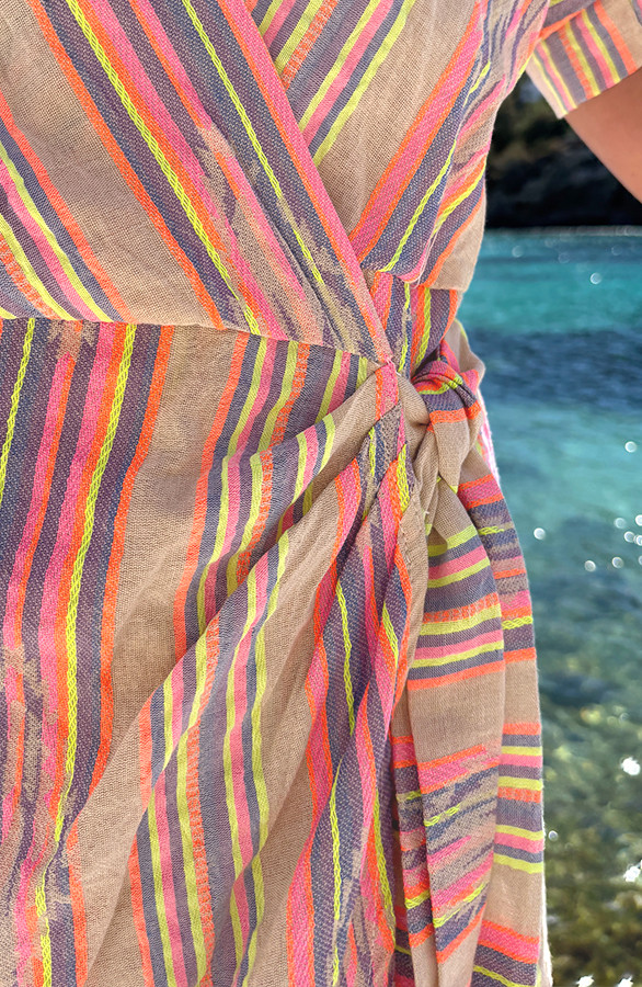 Wrap-Jurk-Gestreepte-Print-Neon-1