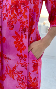 Zijde-Dames-Tuniek-Met-Print-Fuchsia-1