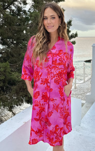 Zijde-Dames-Tuniek-Met-Print-Fuchsia-3