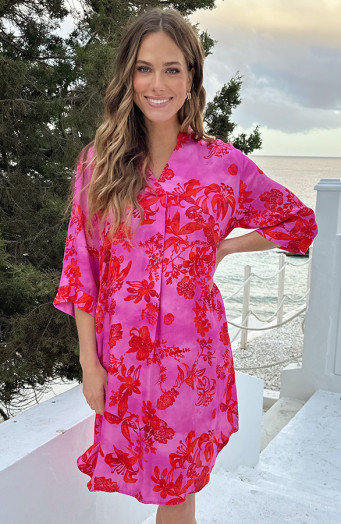 Zijde-Dames-Tuniek-Met-Print-Fuchsia-5