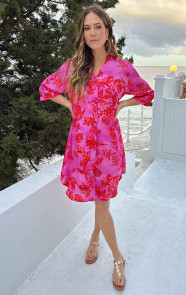 Zijde-Dames-Tuniek-Met-Print-Fuchsia-6