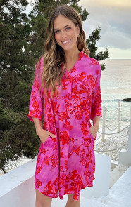 Zijde-Dames-Tuniek-Met-Print-Fuchsia-7