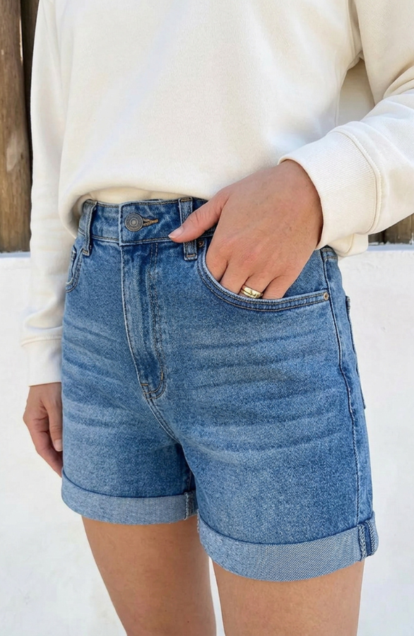 Denim-Short-Mom-Fit-Mid-Blue-Stretch-FMH