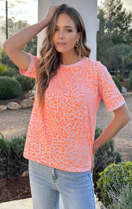 Leopard-T-shirt-Katoen-Neon-Orange-6-1