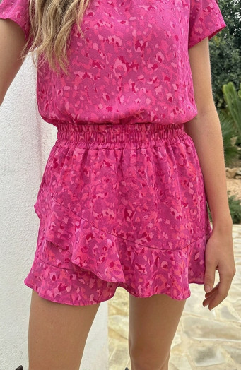 Liv Rüschen-Skort mit Print in Rosa