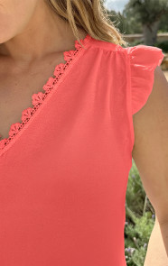 Lovely-Lace-V-Hals-Top-Koraal-66-4
