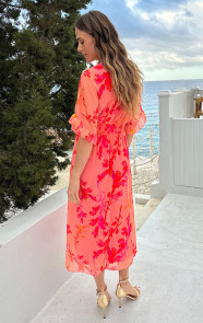 Midi-Ruffle-Laagjes-Jurk-Peach-Blossom-2
