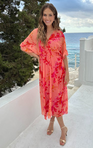 Midi-Ruffle-Laagjes-Jurk-Peach-Blossom-8