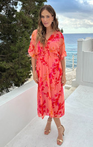 Midi-Ruffle-Laagjes-Jurk-Peach-Blossom-9