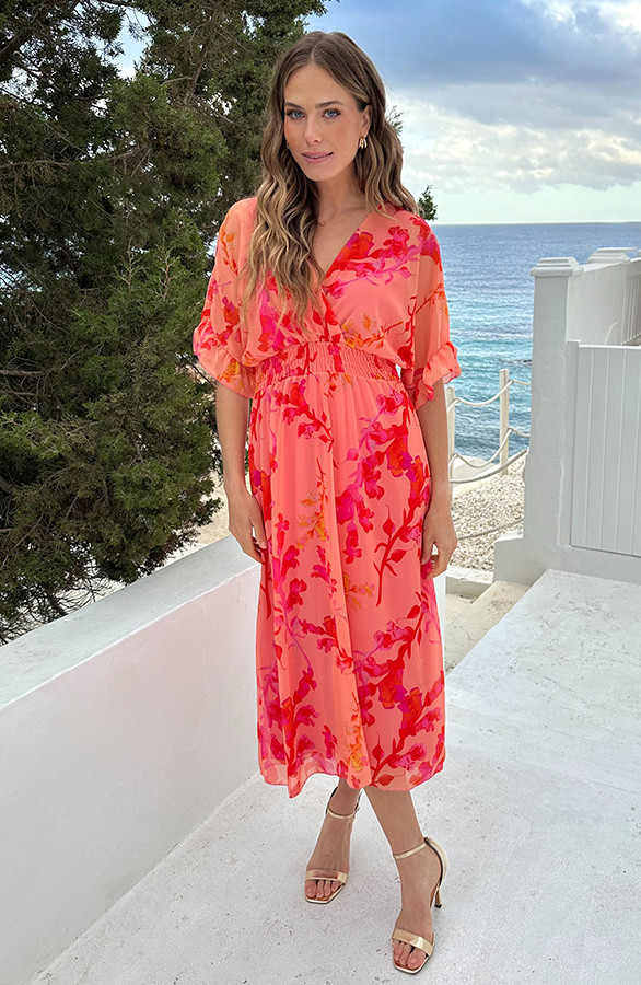 Midi-Ruffle-Laagjes-Jurk-Peach-Blossom-9