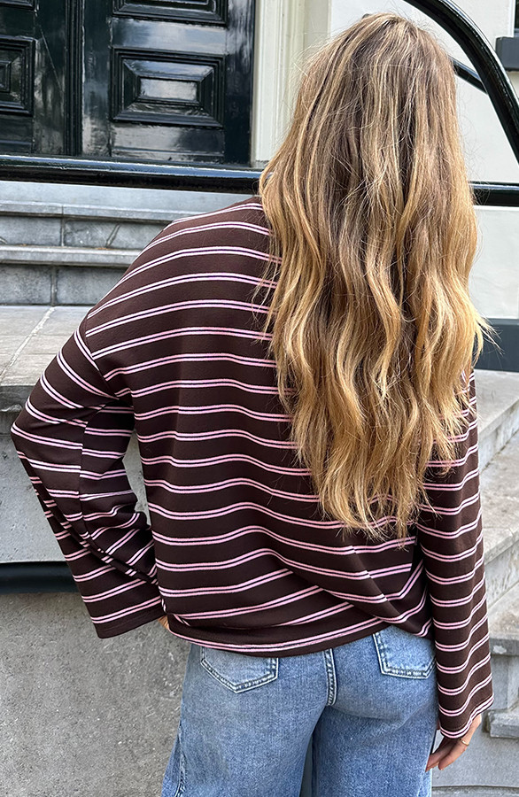 Oversized-Strepen-Top-Katoen-Tricolore-Choco-Pink-3