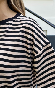 Strepen-T-Shirt-Katoen-Beige-Zwart-2