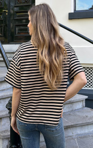 Strepen-T-Shirt-Katoen-Beige-Zwart-3