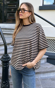 Strepen-T-Shirt-Katoen-Beige-Zwart-6