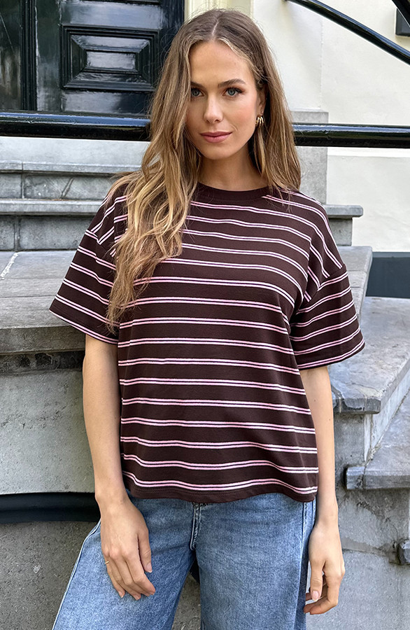 Strepen-T-Shirt-Katoen-Tricolore-Choco-Pink-5