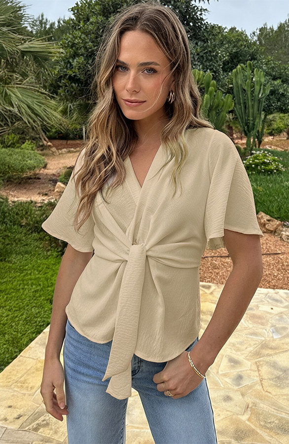 Geknoopte-Vlindermouw-Top-Beige-4