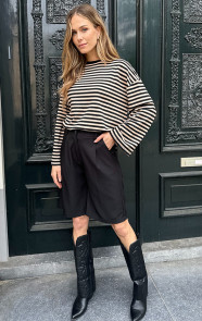Oversized-Strepen-Top-Katoen-Beige-Zwart-1
