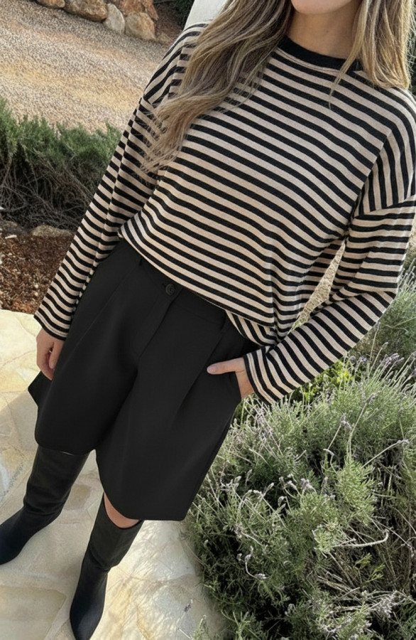 Oversized-Strepen-Top-Katoen-Beige-Zwart-66-1